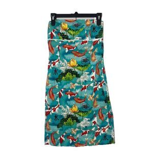 Vintage Felice Pappas Dress Womens 8 Asian Koi Fish Lily Pads Sleeveless